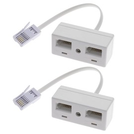 Create idea Telephone Splitter 2 Way BT Phone Socket Adapter RJ11 BT Plug Male to 2 Female Double Phone Socket Adapter Standard British Telephone Distributor Pack of 2