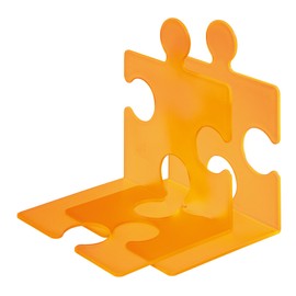 HAN 9212-61, CD rack/bookend PUZZLE. Modern, innovative and very stable. Random interlinking. Set of 2, translucent orange
