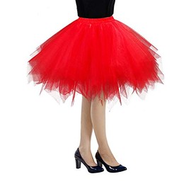 RULTA Women's Tulle Skirt 50s Rockabilly Petticoat Retro Tutu Ballet Cosplay Prom Evening Dresses Occasion, red