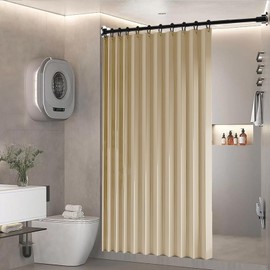 BOYOUTH Heavyweight Folding Accordion Shading Shower Curtains,Waterproof Fabric Pleated Partitions Privacy Bath Curtain for Bathroom Bathtubs Hotel Spa Decor,Beige,55 x 79 inches