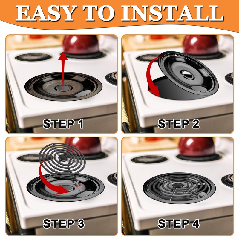 W10290350 W10290353 Porcelain Range Burner Drip Pan Bowls Black Fit