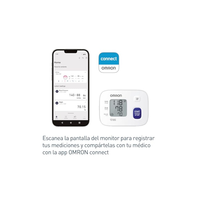 OMRON Baumanómetro automático de muñeca RS1 (HEM-6160-E) compatible con app