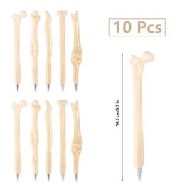 Bakiauli Pack of 10 Bone Ballpoint Pens, Creative Novelty Skull Bone Pen Blue Ink for Students Doctors Nurses Gift