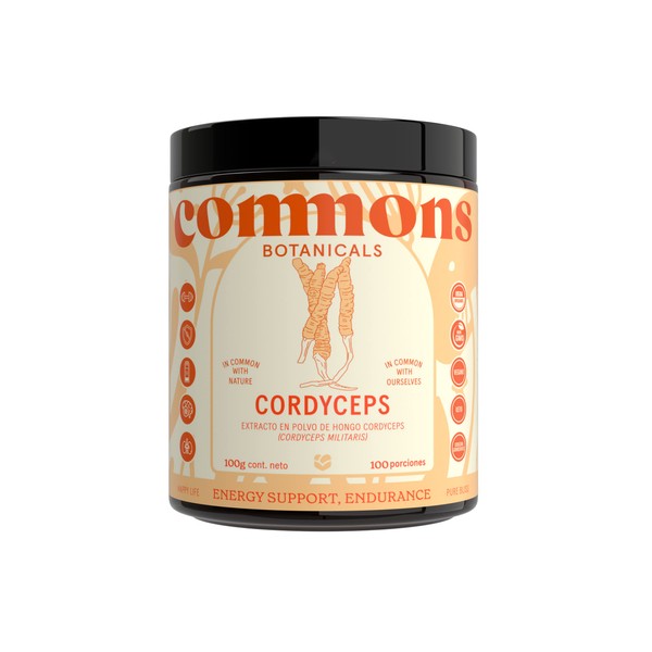 Commons Cordyceps - Extracto Puro 100% orgánico de hongo adaptógeno cordyceps- Mejora la vitalidad y la resistencia de forma natural.