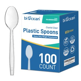 Plastic Spoons Heavy Duty 100 Count Clear Disposable Plastic Spoons Premium Durable Disposable Spoons Heat Resistant Plastic Spoon Heavyweight Disposable Spoons Heavy Duty Bulk Plastic Spoons
