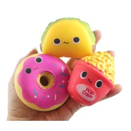 3 Random Fast Food Squishy Squeeze Stress Ball Soft Doh Filling - Like Shaving Cream - Sensory, Fidget Toy Junk Food (Set of 3 Random Foods)