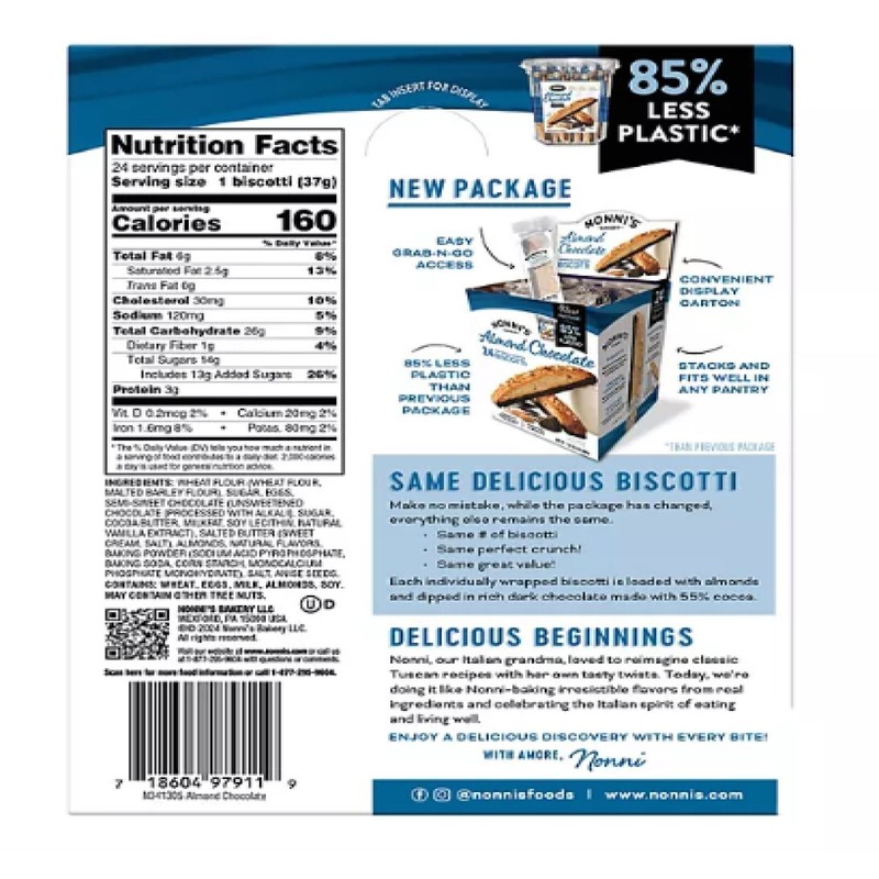 Nonni's Almond Chocolate Biscotti, 24 ct.