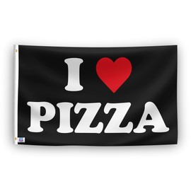 I Love Pizza I Heart Flag - 3x5 ft High-Durability Polyester Fade-Resistant, Weatherproof Outdoor/Indoor Banner