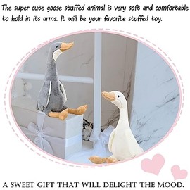 zhidiloveyou 19.7" Goose Plush Stuffed Animal, Cuddly Stuffed Swan Toy for Kids Adults, White