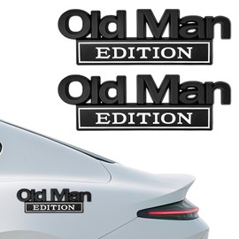 Old Man Edition Car Emblem, Pack of 2 3D Metal Stickers, 2025 New Car Stickers for Men, Funny Edition Bumper Stickers for Car, Truck, SUV, Side or Tailgate (Silver-Black)