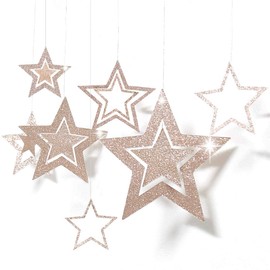 Decor365 Champagne Gold Star Garlands Hanging Twinkle Little Star Decorations Gold Party Supplies Baby Shower Birthday New Year Eve Graduation Christmas Ramadan Bridal Bachelorette Galaxy Theme | Decor365