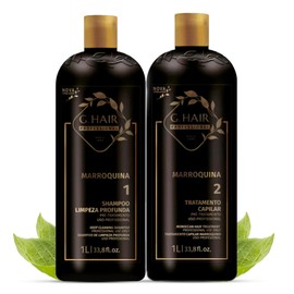 G.HAIR Moroccan Smoothing Keratin Treatment Kit (2 Steps) 33.8oz / 1L each