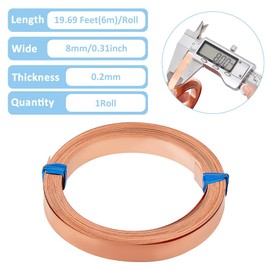 BENECREAT 6m Flat Pure Copper Wire, 8mm Wide Pure Copper Craft Wire, Handmade Craft Wire for DIY Jewellery Crafts. Tarnish Resistant Jewellery Wire