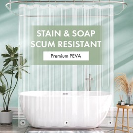 AmazerBath AmazerBath Long Shower Curtain Liner with 3 Magnets, 72x80 Clear Shower Curtain Liner Tall, Waterproof Plastic Shower Liner, Lightweight PEVA Shower Curtain with 12 Rustproof Metal Grommets