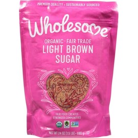 Wholesome Sweeteners 24-Ounce Organic Light Brown Sugar, Fair Trade, Non GMO, Gluten Free & Vegan, Sugar for Baking and Glazing, 1 Pack