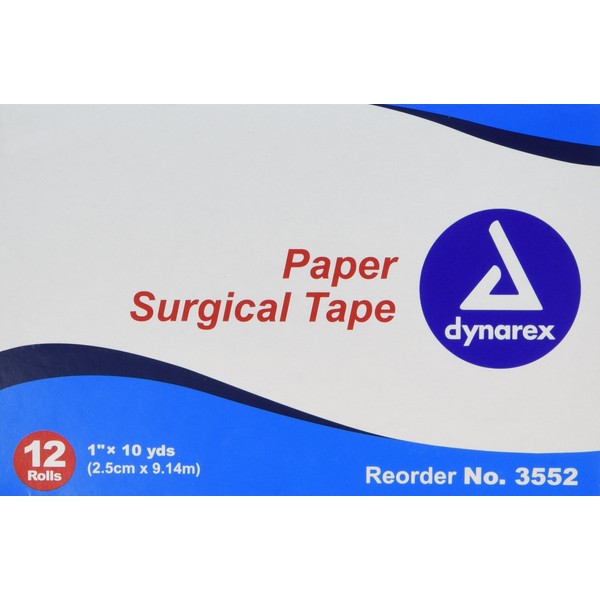 Dynarex Paper Surgical Tape, 1 Inch X 10 Yards, 12 Count