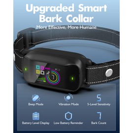 Dog Bark Collar, Anti Bark Collar for Large Medium Small Dogs, Rechargeable Smart Barking Collar with Beep Vibration Modes, Safe No Bark Training Collar with 5 Adjustable Sensitivity