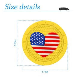 AUCELI AUCELI 2 Pack Car Cup Holder Coasters, Colored American Flag US Flag Insert Car Cup Coaster, 2.75 Inch Anti Slip Shockproof Embedded Drink Mat, Vehicle Interior Decor Accessories
