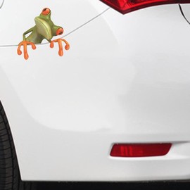 Calcomanía de coche 3D con diseño de rana de árbol, impermeable, paquete de 2, verde y naranja