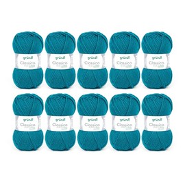 Gründl Classico Wolle (Oeko-TEX® Certified Knitting/Crochet Yarn Made of 50% Pure New Wool (Merino Superwash) & 50% polyacrylic, 50 g/120 m, Needle Size: 3.5-4.5, 10 Balls á 50 g), Petrol
