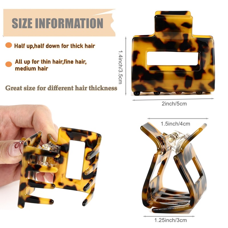 Pack of 2 Women's Small Medium Hair Clips for Thin