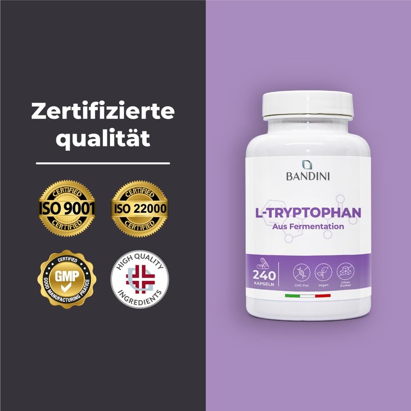 Bandini® L-Tryptophan 240 Capsules - L Tryptophan High Dose with