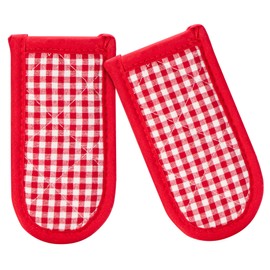 Cast Iron Skillet Handle Covers,Pot Handle Covers Heat Resistant,Pot Holders for Kitchen Heat Resistant,Machine Washable Handle Mitts 2 PCS (Plaid-Red)