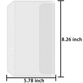 Antner 12PCS A5 Binder Pockets No Zipper 6-Hole Cash Stuffing Envelopes Planner Inserts for A5 Binder, Clear PVC Zipless Loose Leaf Bags Binder Pouch Money Saving Budget Envelopes for Cash Budgeting