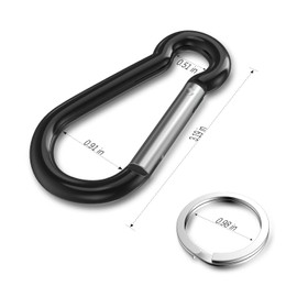 Sprookber Mosquetón de aluminio, pinzas Caribeener, gancho de resorte para clip de llavero, juego de 10 unidades (negro)