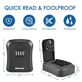 GIVERARE 2 PACK Key Lock Box, Wall Mount 4 Digits Combination Lockbox Outside, Waterproof Outdoor Key Hider for House Key, Resettable Safe Security Password Box with Mounting Kit-Black