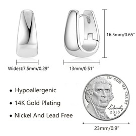 925 Sterling Silver Earrings Small Chunky Silver Earrings for Women Small Hoop Earrings Silver Hypoallergenic Earrings Small Thick Huggie Hoops Earrings for Women Trendy