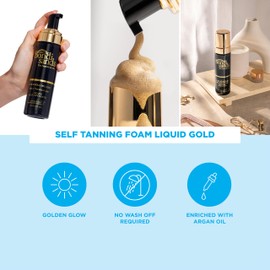Bondi Sands Liquid Gold Self Tanning Foam | No Wash Off | Lightweight + Quick Dry Foam Enriched with Argan Oil, Provides a Hydrated Streak-Free Tan | 150mL