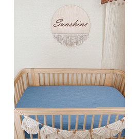 Mini Crib Sheets for Baby Boy Girl, Neutral Mini Crib Mattress Sheet 24" x 38", Muslin Nursery Bedding Soft and Breathable Comfort (Blue, Mini Crib Sheet)