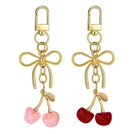 Cherry Keychains Purse Charms for Women, Tiny Bag Charms Cute Key Chains, Birthday Valentine Gift for Women (2pcs)