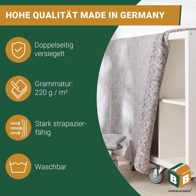 BB-Verpackungen 5 x Packing Blankets 130 x 200 cm (Sealed