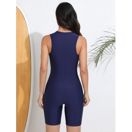 ATTRACO One Piece Swimsuit Women Boyshort Bathing Suits Ladies Swimsuits Training Swimwear Navy S
