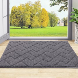 OLANLY Indoor Door Mat, 30x17, Dirt Resistant and Absorbent, Sturdy Non-Slip Rubber Backing, Easy to Clean, Washable Entry Mat, Ideal Low-Profile Floor Mat for Front Back Door and Entryway, Grey