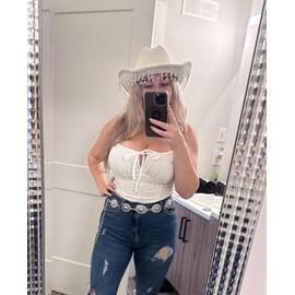 Pasuot Chain Concho Belts for Women - Metal Western Cowgirl Belts Adjustable Oval Conch Waist Link Belt Boho Vintage Woman Country Belts for Dress Jeans Concert Fashion Outfit Silver 47in