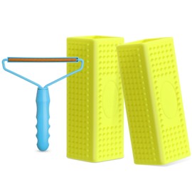 Honeydak 3 Pieces Hair Remover Tool Dog Hair Remover Pro Silicone Cleaner Brush Roller Fuzz Hairball Brush for Carpet Rake, Car Mat, Couch, Pet Bed, Clothes (Yellow, Light Blue)