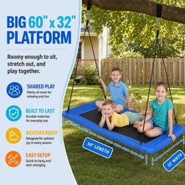60-Inch Platform Tree Swing, Large Rectangle Swing for Kids & Adults