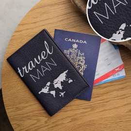 Canada Fashion Passport Cover Premium Bonded Leather Travel Holder (Travel Man Plane Black)