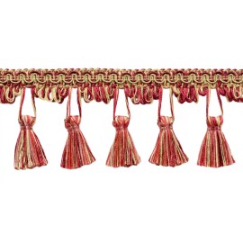 DecoPro Scroll Gimp with Scalloped Tassel Fringe Trim, Color# PR02 [Sold By The Yard]
