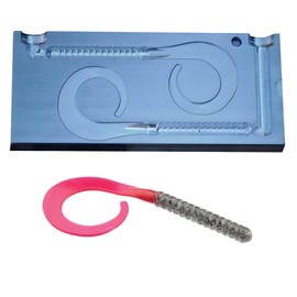 Circle B Tackle Do It Molds Aluminium CNC Premium Soft Plastiс Mold Lure Making Injection Molds Fishing Lures 7"" Ribbon Tail Worm - 2 Cavity, Silver