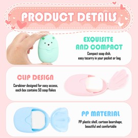 KFDDRN Soap Sheets, 6 Pack Travel Minis Soap Sheets, Disposable Portable Travel Soap for for Camping Hiking Holidays Indoor Outdoor