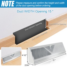 Swess 4 Pcs 15 Inch Baseboard Register Vent White, Baseboard Air Diffuser for Home Floor Wall Baseboard Vent Covers