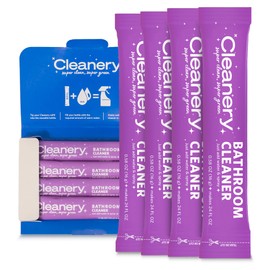 Bathroom Cleaner Refill Powder Concentrate 4 Pack for Tile, Bathtub, Shower, Toilets, Cruelty Free, Plant & Mineral Based, Eco-Friendly, Makes 24oz Each, Lavender & Citrus Scent