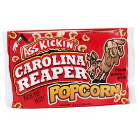 ASS KICKIN’ Carolina Reaper Pepper Microwave Popcorn - Spicy Snacks - Pack of 3 - Ultimate Spicy Gourmet Gift Popcorn - Makes a Great Movie Theater Popcorn or Snack Food - Try if you dare!
