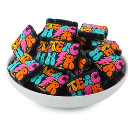 Lovymi 12PCSTeacher Silicone Focal Beads for Pens, Letters Teacher Silicone Beads for Keychain Making DIY Handicraft