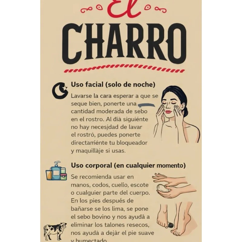 2pz El Charro Crema Sebo Res Bovino Humectante Facial