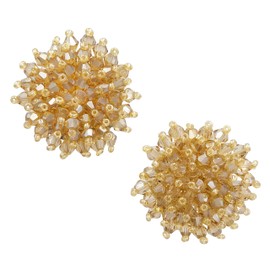 Large Glass Bead Burst Cluster Style Designer Inspired Look Fancy Formal Sparkle Post Stud Earrings - Assorted Colors (Light Brown)